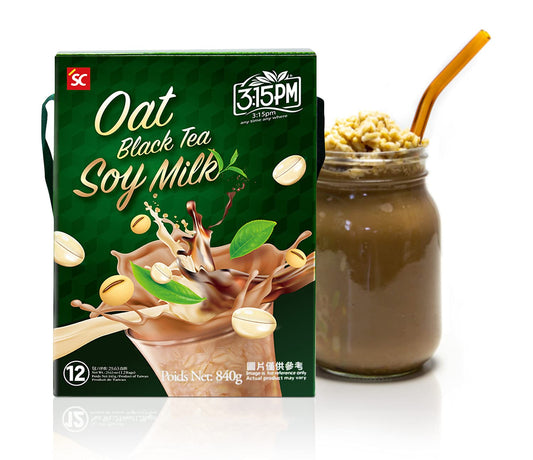 Soy Milk Tea | Available in Multiple Flavors and Sizes (Black Milk Tea with Oats, Pack of 12)