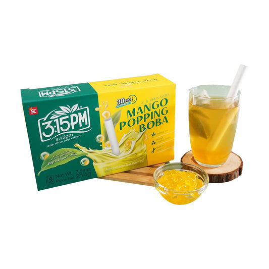 3:15PM - Si Ji Chun Mango Tea With Popping Boba | Oolong Boba Tea Kit | Instant Mango Popping Boba Pearls | Cold/Hot Fruit Tea | Bubble Tea Kit With Straw | Ready To Drink Bubble Tea Pearls (4 Sets)