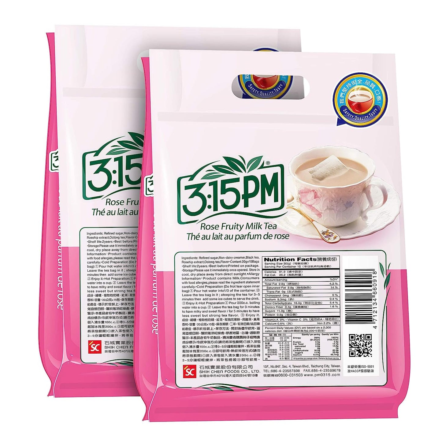 3:15pm Milk Tea - Classic Series - Authentic Bubble Tea (10 teabags) (Rose Fruity Milk Tea, 30)